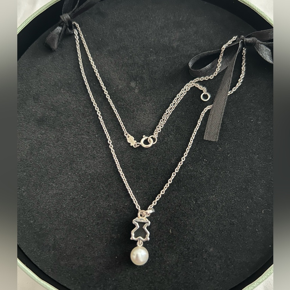 TOUS Black Onyx and Pearl Sterling Silver Necklace - Picture 5 of 7